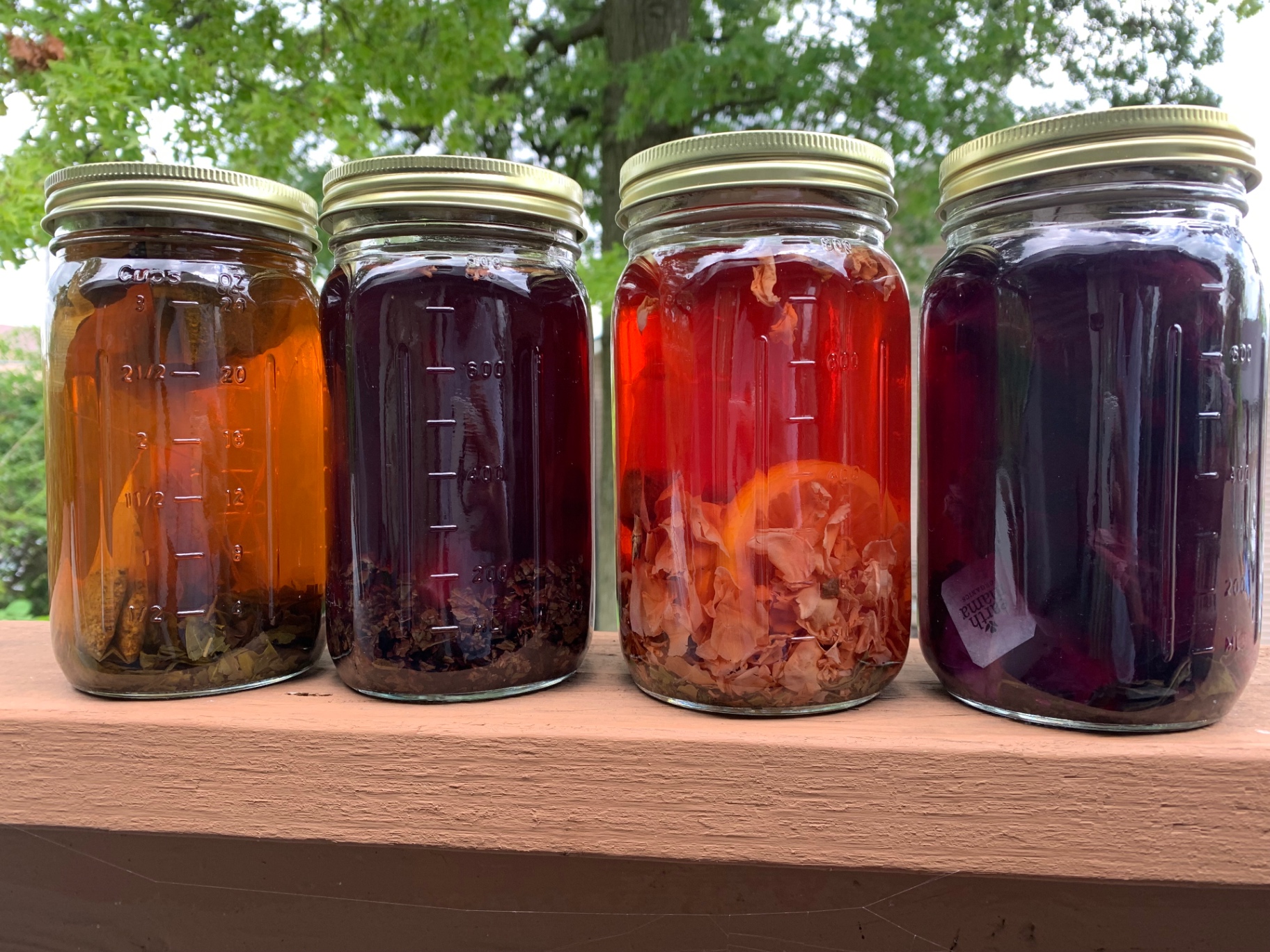 Herbal infusions in jars