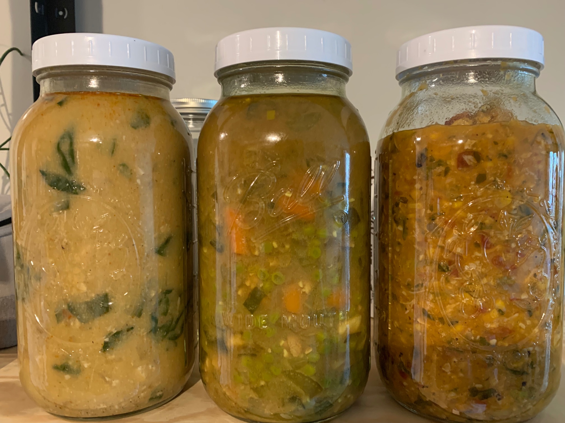 Homemade soups in jars