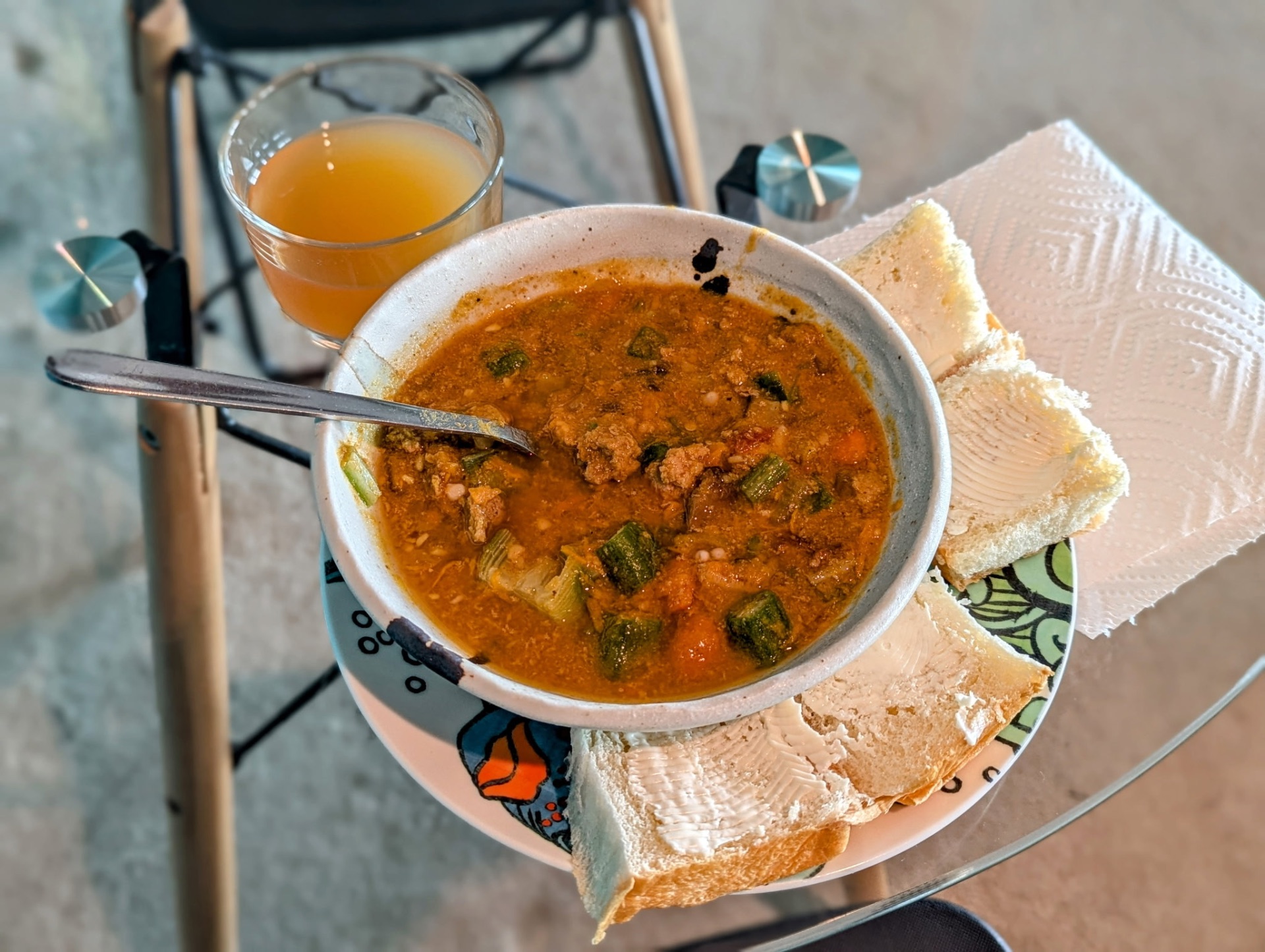 Warm nourishing soup with bread